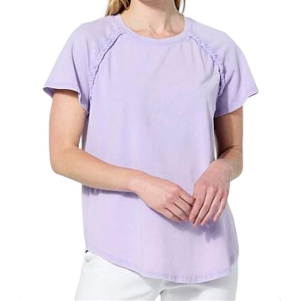 DG2 by Diane Gilman Snow Wash lilac Cotton Jersey Knit Tee size L NWT